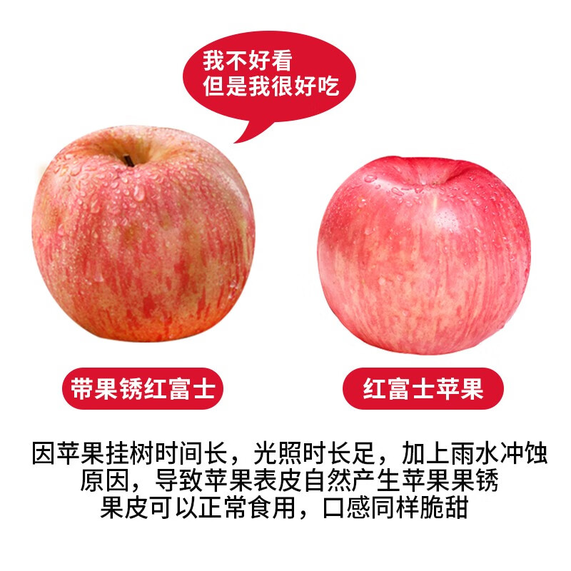【绿色食品】原产地直发山东红富士丑苹果5斤 时令新鲜水果 生鲜冰糖心苹果 5斤 75-85mm