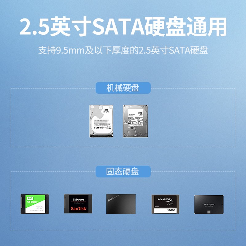 绿联（UGREEN）移动硬盘盒2.5英寸 USB3.0机械固态SSD外置硬盘盒壳 SATA串口笔记本电脑外接硬盘盒子