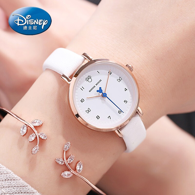 迪士尼（Disney）手表女学生少女腕表小巧时尚儿童手表生日礼物防水皮带石英表 MK-11195W