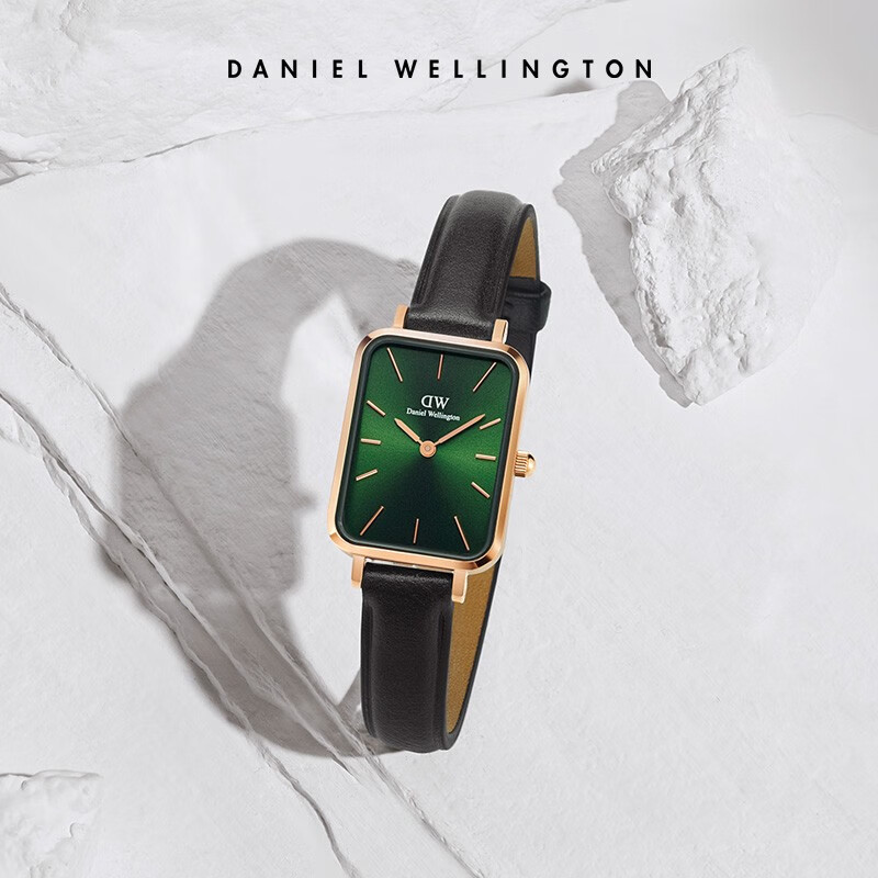 丹尼尔惠灵顿（DanielWellington）DW小方表手表女士小绿表皮带全新祖母绿方表盘腕表DW00100446
