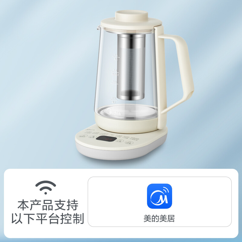 美的（Midea）養(yǎng)生壺 電水壺?zé)畨刂蟛杵髦蟛鑹?美的美居APP互聯(lián) 黑茶保溫水壺MK-Y71A智能預(yù)約1.5L配濾網(wǎng)