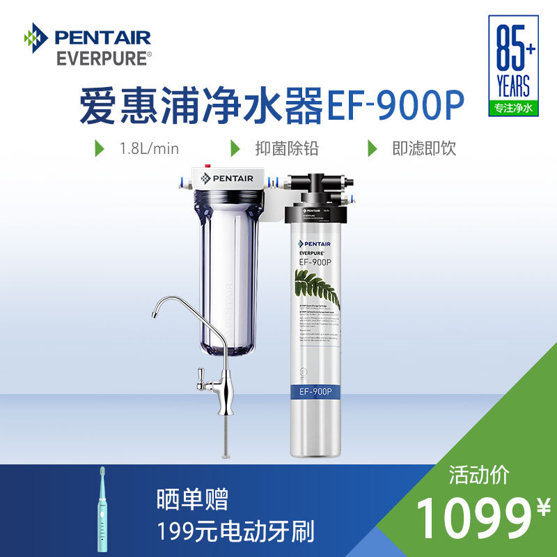 愛(ài)惠浦（Everpure） 凈水器家用 大流量0廢水 3000L直飲凈水機(jī) EF-900P升級(jí)版