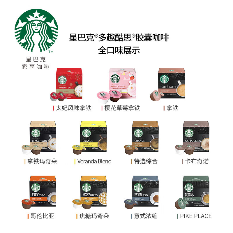 星巴克(Starbucks) 新品尝鲜咖啡超值入门套组（含咖啡机MINIME黑色×1+星巴克胶囊×2）