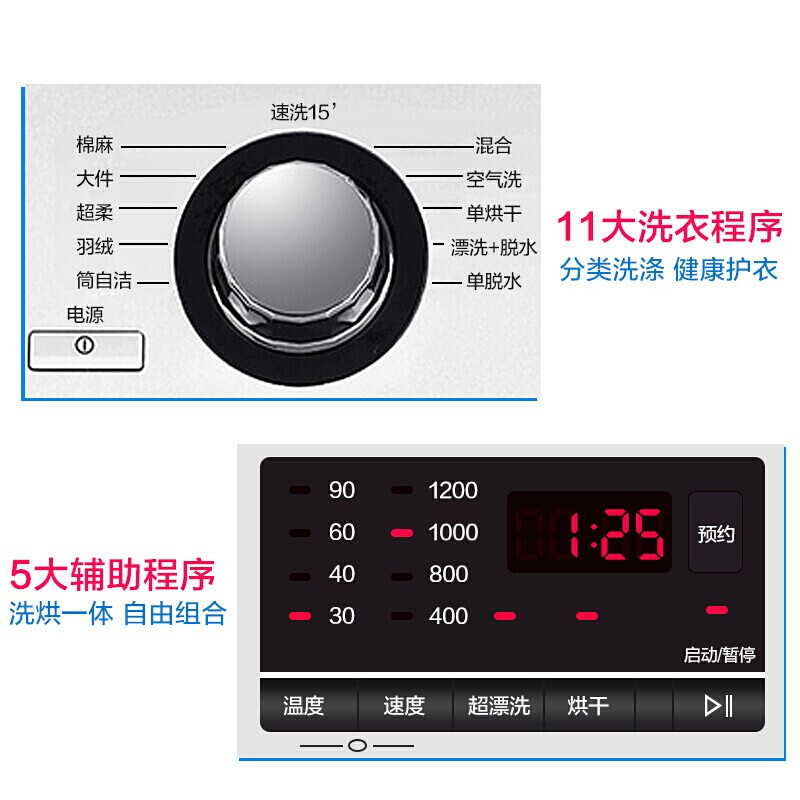 %title插图%num 【旗舰店】海尔(Haier)全自动滚筒洗衣机 9/10公斤 烘干机洗烘一体 WiFi智能操控 精选-9公斤白色 洗烘一体蒸汽除螨空气洗