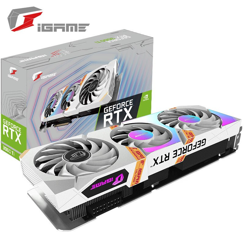 七彩虹（Colorful）iGame GeForce RTX 3060 Ti Ultra W OC 8G LHR 1770MHz 电竞游戏光追设计专业白色显卡