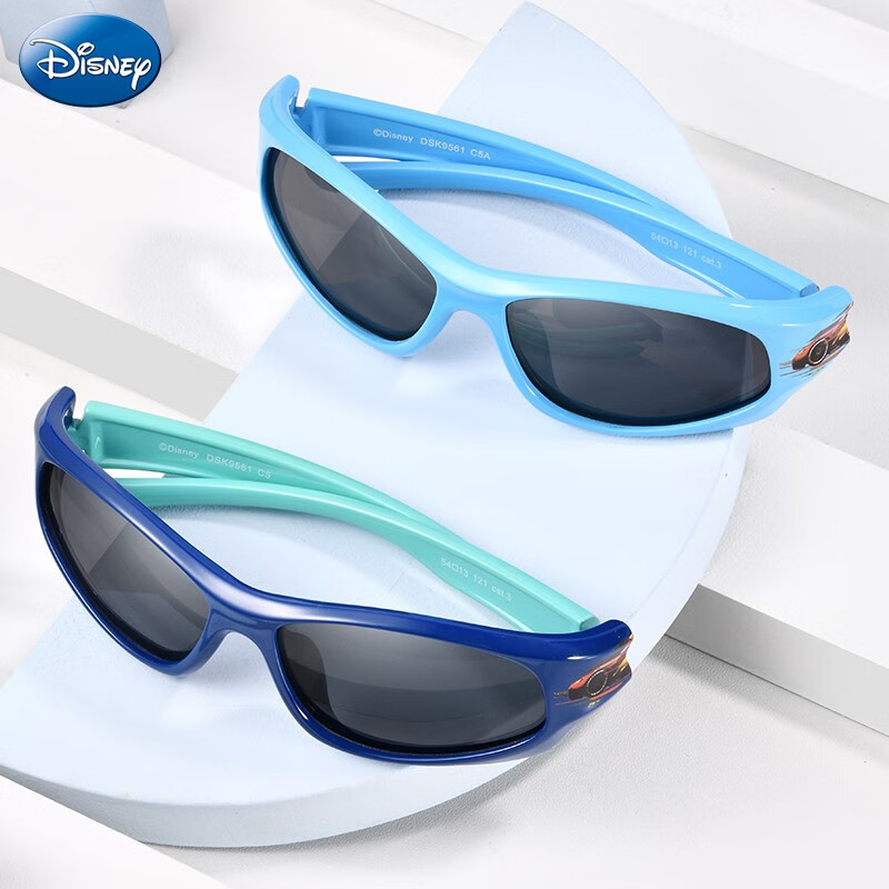 迪士尼（Disney）儿童偏光太阳镜男女童防炫目墨镜小孩防紫外线眼镜  深蓝色  6-12岁