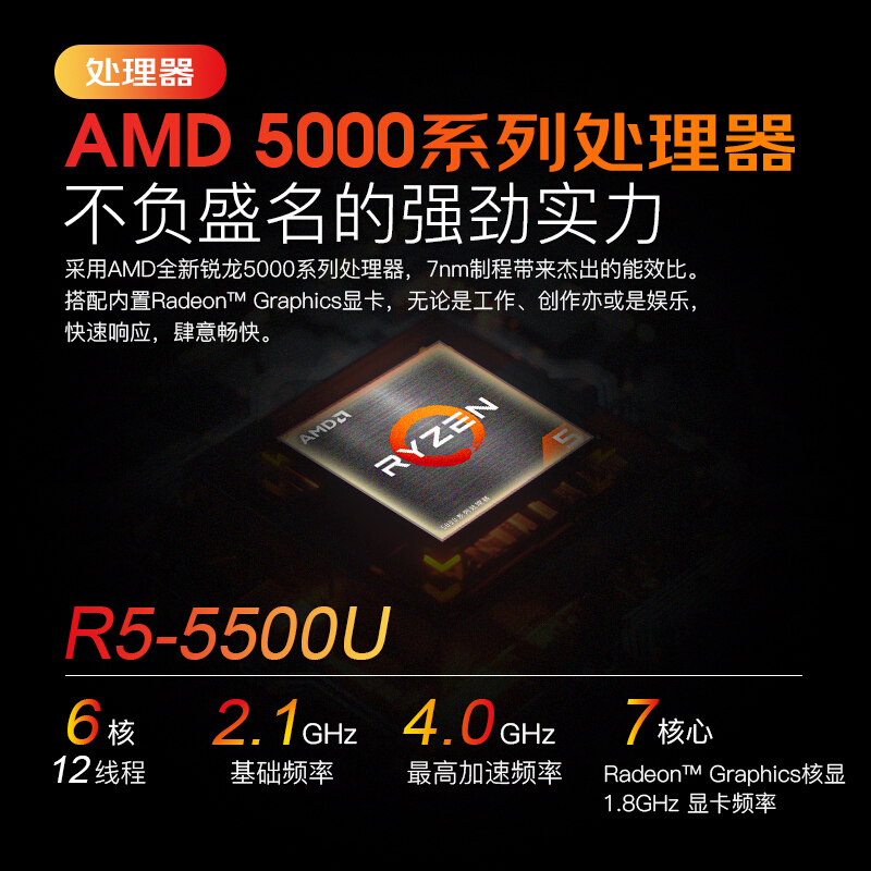 联想（Lenovo）小新15 2021款超轻薄办公游戏笔记本电脑 新锐龙R5-5500U六核 16G内存 512G高速固态 标配版 100%sRGB 高色域 全面屏