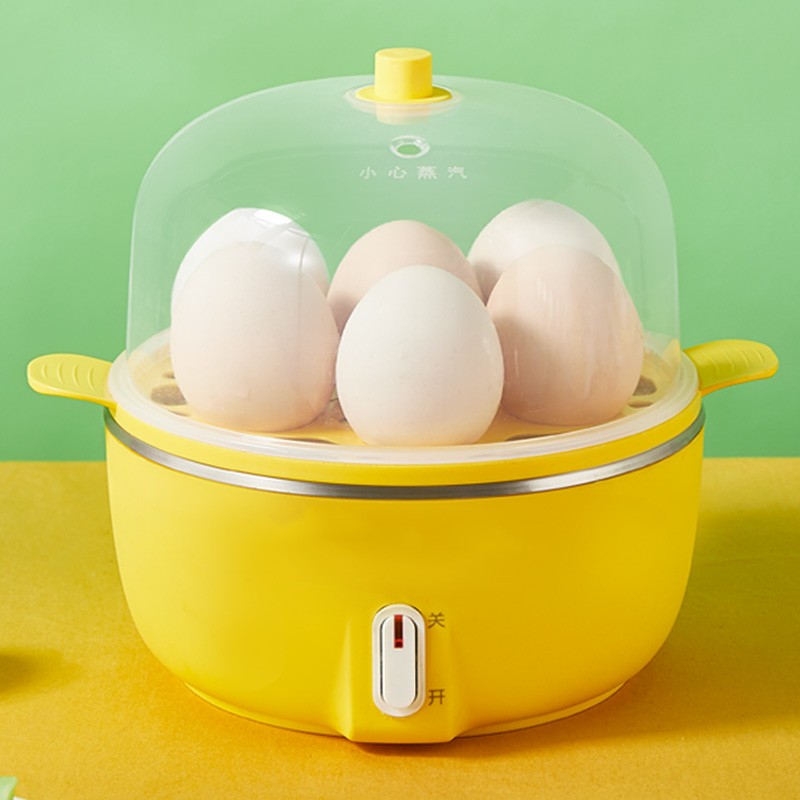 小馋熊煮蛋器迷你蒸蛋器自动断电防干烧家用小型早餐蒸蛋机煮鸡蛋机煮蛋神器鸡蛋羹 黄色单层【煮7个蛋】