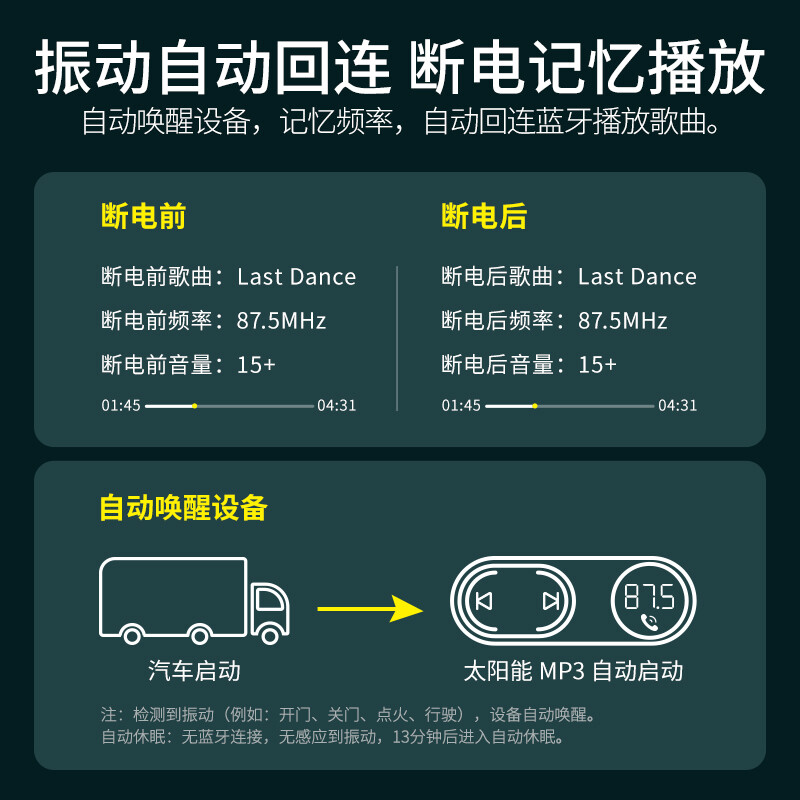 倍思 太阳能车载蓝牙接收器mp3播放器 汽车高音质无损音乐u盘TF卡优盘aux歌曲无线蓝牙播放器