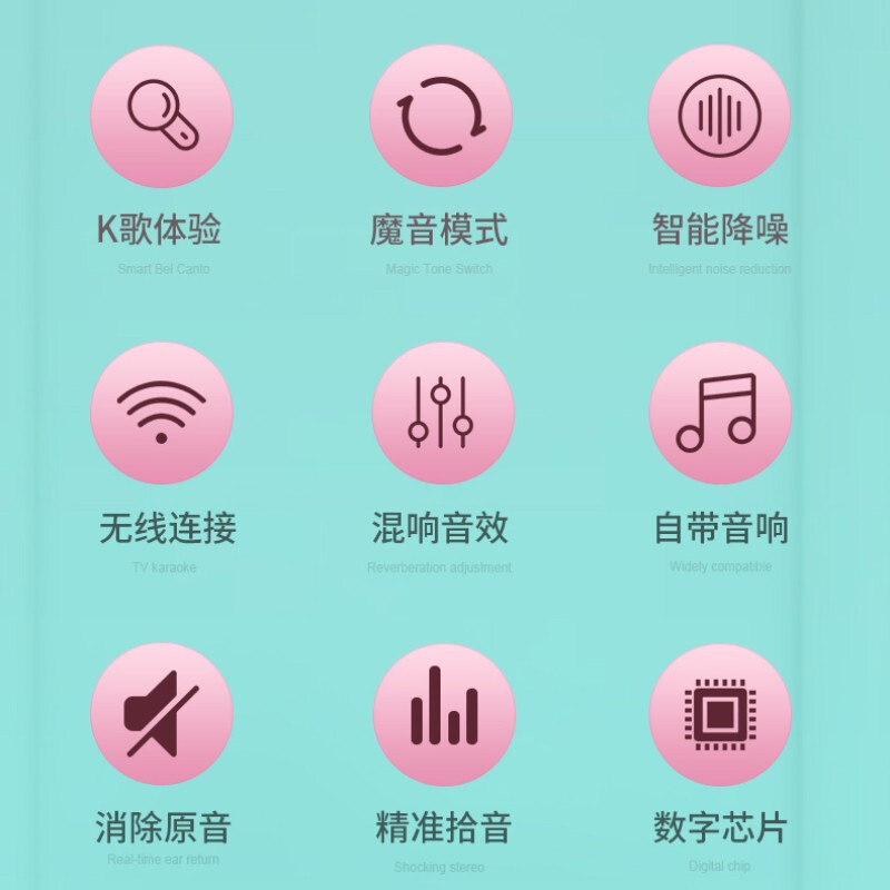 索爱（soaiy）MC10 唱吧手机麦克风话筒 全民k歌录音主播声卡套装唱歌神器音响一体无线蓝牙家庭ktv 少女粉