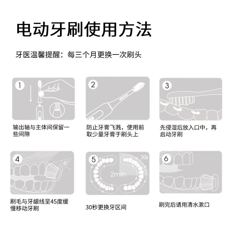 简洁 电动牙刷3-12岁儿童声波震动全自动智能计时充电式（附加3个刷头） 防尘防菌 全身防水 30天长续航