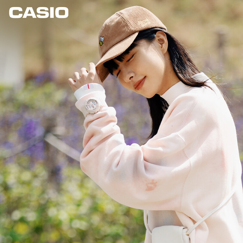 卡西歐（CASIO）手表  BABY-G系列 淡雅裸粉色系 防水LED照明運(yùn)動(dòng)女士手表 BA-110CP-4A