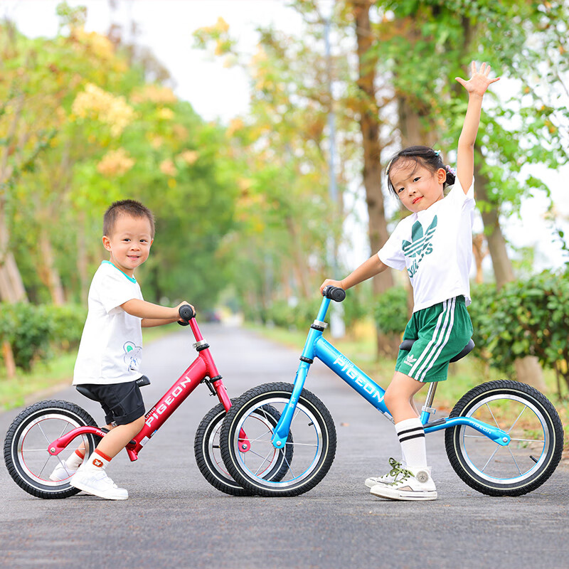 飞鸽 (PIGEON) 儿童平衡车自行车滑步车幼儿男女宝宝小孩滑行车两轮无脚踏车童车玩具单车辐条轮酒红色