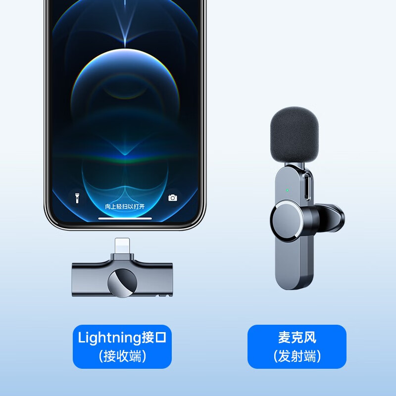 蒙奇奇無線領(lǐng)夾式收音麥克風(fēng)手機(jī)直播網(wǎng)課收音器戶外采訪短視頻專業(yè)拍vlog一拖二錄音安卓蘋果迷你話筒 蘋果Lightning接口（一拖一）單麥克風(fēng)