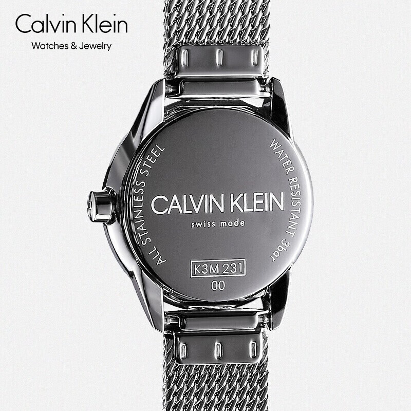 CK卡文克莱（Calvin Klein）【情人节礼物】Minimal 简约系列手表 米兰编织钢带石英腕表情侣表女表 K3M23126