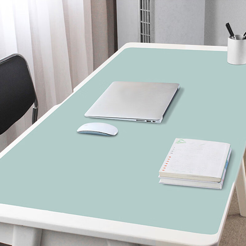 玲魅 鼠标垫超大号办公室桌垫笔记本电脑垫键盘垫 写字台桌垫家用大码垫子防水垫 120*60CM浅绿色+湖蓝