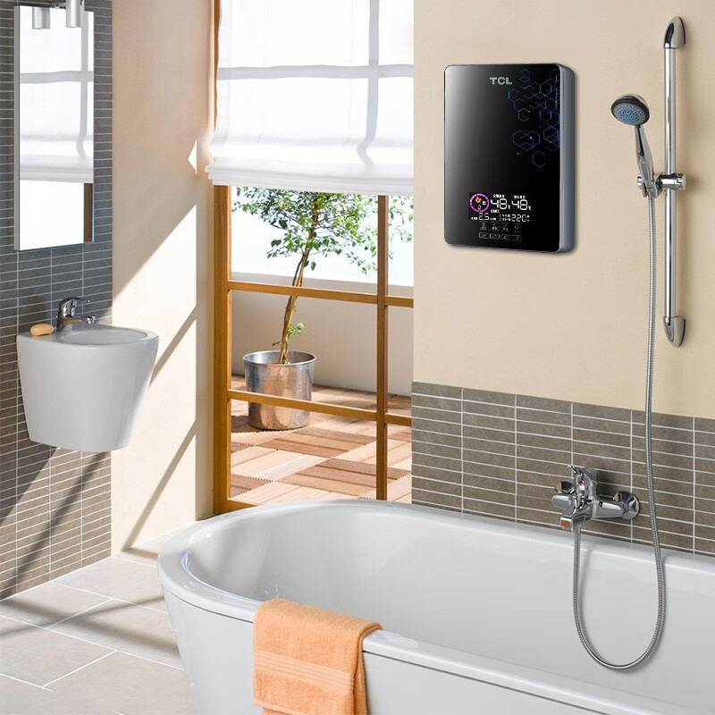 TCL即热式电热水器电家用卫生间速热洗澡器小型淋浴即开即热恒温洗澡机免储水TCL TDR-70TM黑色空开款