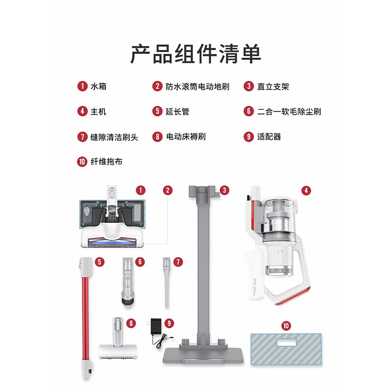 美的（Midea）吸尘器P6 Master家用手持无线大吸力吸尘机吸拖一体LED照明灯水洗滤芯99.9%除螨配免孔支架