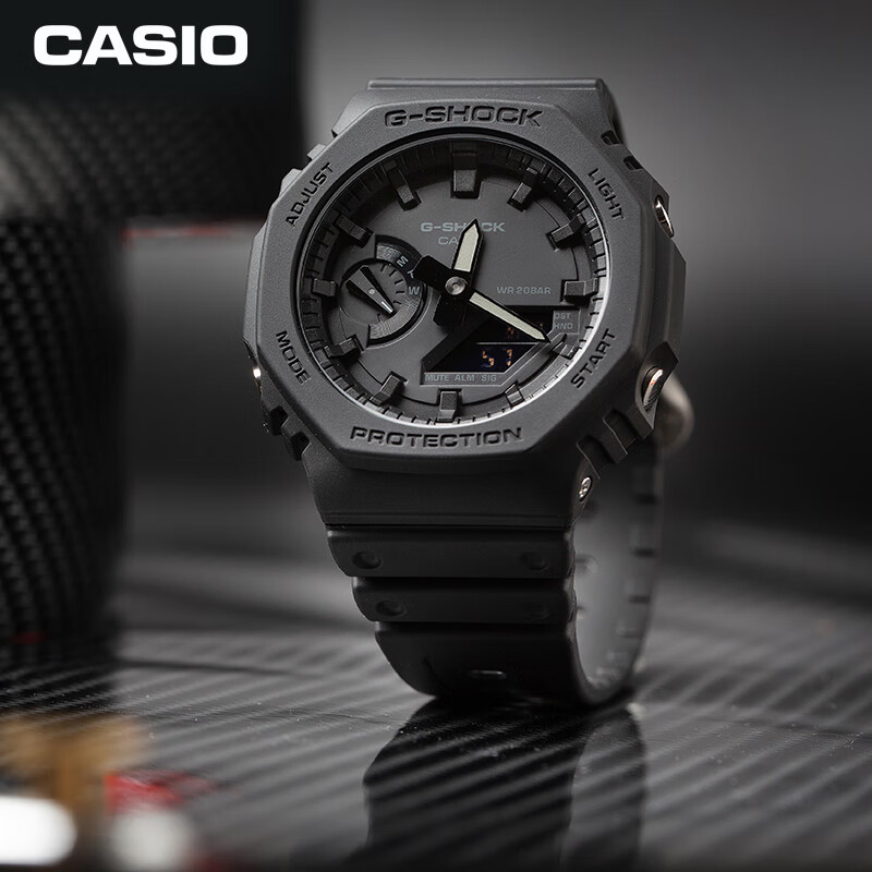 卡西欧（CASIO）手表 G-SHOCK YOUTH系列 【情人节礼物】防震防水双显薄款运动男士手表 GA-2100-1A1