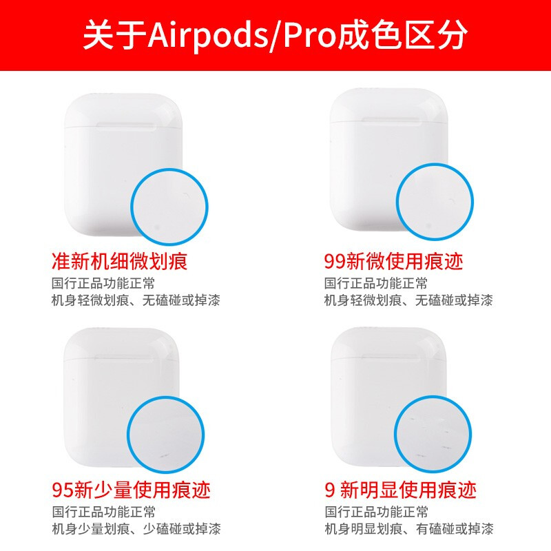 【二手95新】Apple 苹果AirPods pro 2代无线蓝牙耳机一二代单只补配左右耳充电仓单耳 AirPods2代 店铺标配-无线版(全套95新)