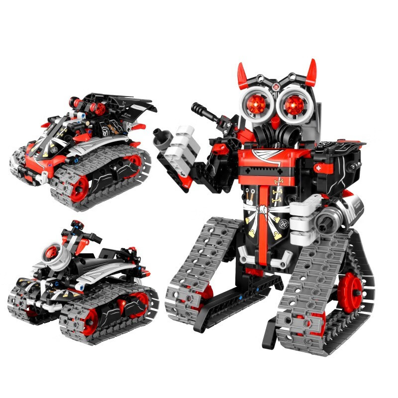 编程机器人智能电子积木机械编程steam玩具电动拼装遥控3合1男孩6岁7-9-10岁儿童生日礼物 三变编程机器人红色（419颗粒）