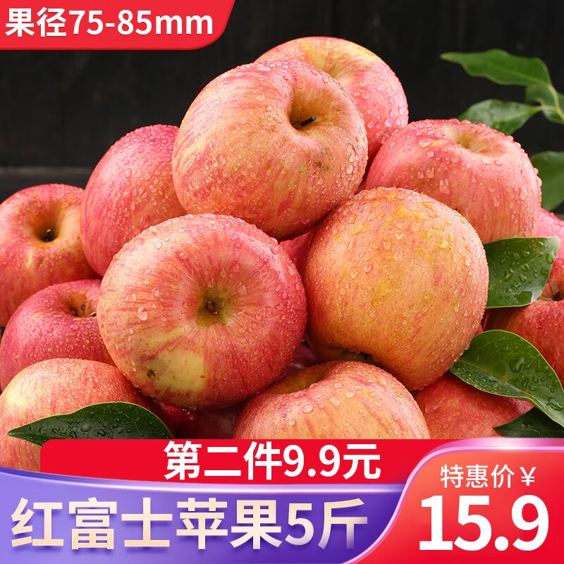 【绿色食品】原产地直发山东红富士丑苹果5斤 时令新鲜水果 生鲜冰糖心苹果 5斤 75-85mm