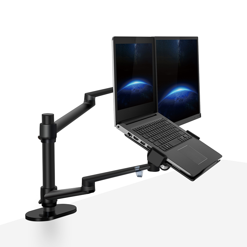 埃普（UP）笔记本显示器支架液晶显示屏支架臂桌面万向旋转电脑升降架双屏拼接工作台桌面架12-32英寸OL-3L黑