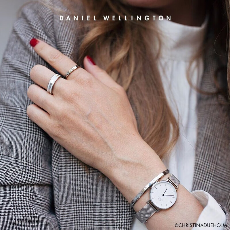 丹尼爾惠靈頓（DanielWellington）DW手鐲 手表專屬搭配 男女情侶銀色開口手環(huán)大號(hào)DW00400002