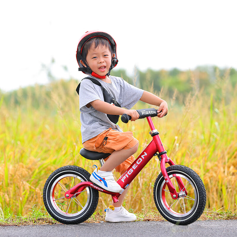 飞鸽 (PIGEON) 儿童平衡车自行车滑步车幼儿男女宝宝小孩滑行车两轮无脚踏车童车玩具单车辐条轮酒红色