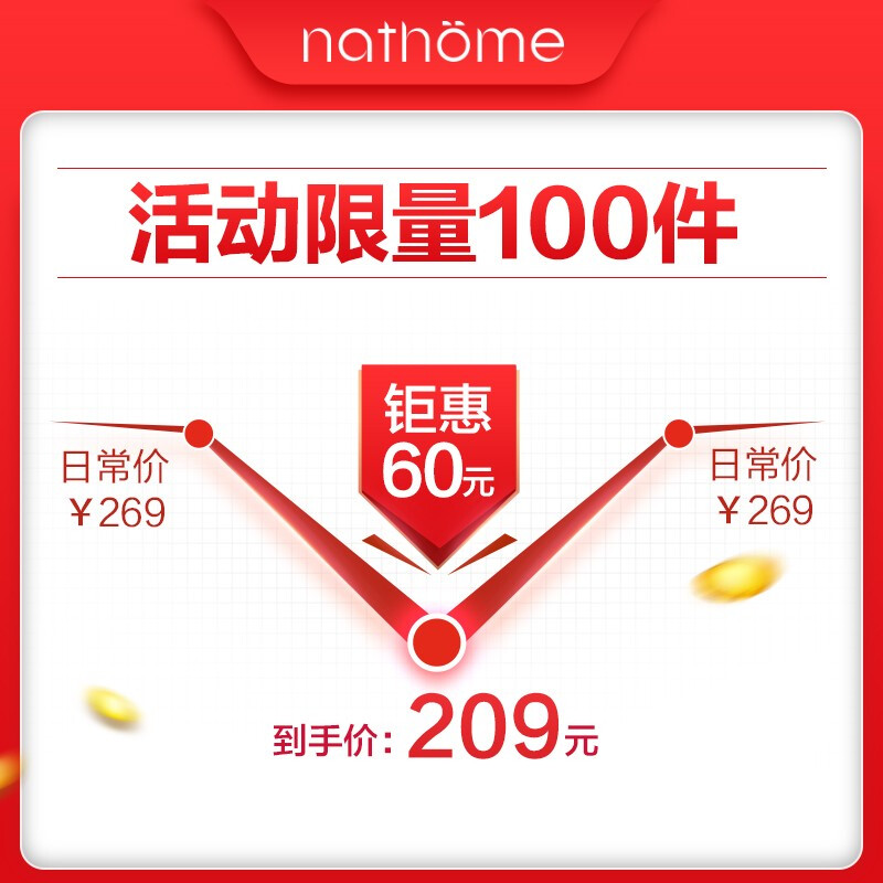 北歐歐慕（nathome）多用途鍋旅行折疊電煮電熱鍋煎鍋三檔調(diào)溫便攜式燒水煮水火鍋 NDG01粉色