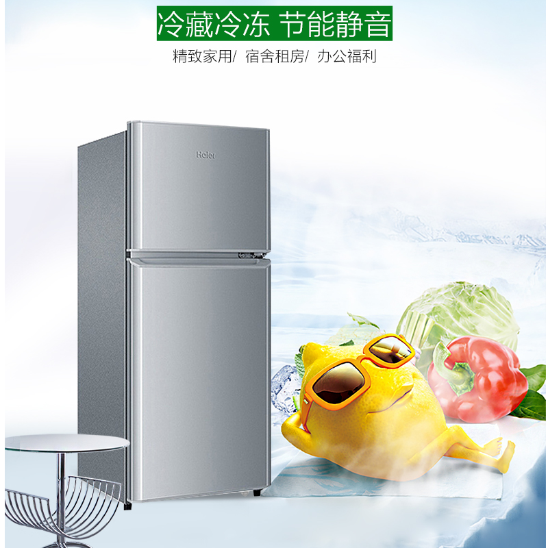 Haier/海尔冰箱双开门小型家用节能省电静音大容量电冰箱小 118升/218升/180升 BCD-118TMPA   双门118升冰箱