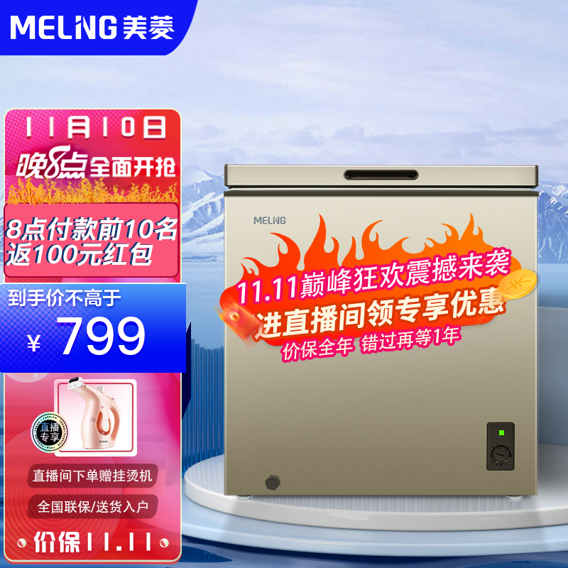 美菱（MeiLing）141升单温小冷柜一级能效家用静音冷藏冷冻顶开门迷你冰柜BC/BD-141DT