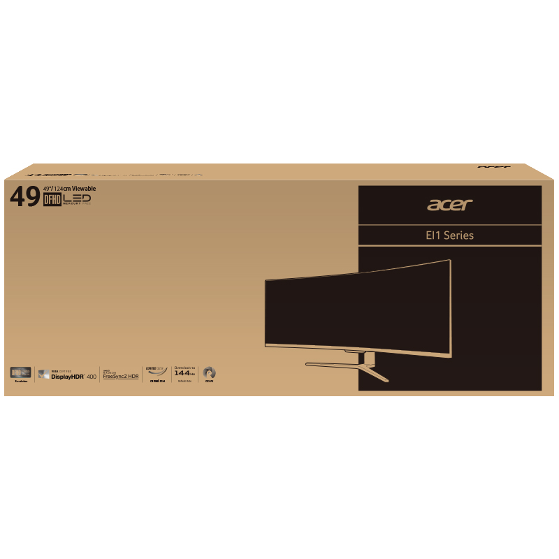 宏碁（Acer）49英寸带鱼屏144Hz HDR400超宽屏32:9 1800R曲率FreeSync量子点技术曲面电竞显示器EI491CR P