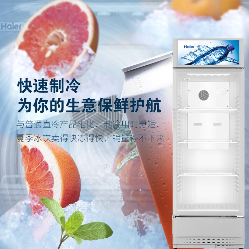海尔（Haier）冰柜商用立式展示柜冷藏保鲜水果饮料蛋糕酸奶冷柜 320升 可拆卸灯箱丨SC-328DS