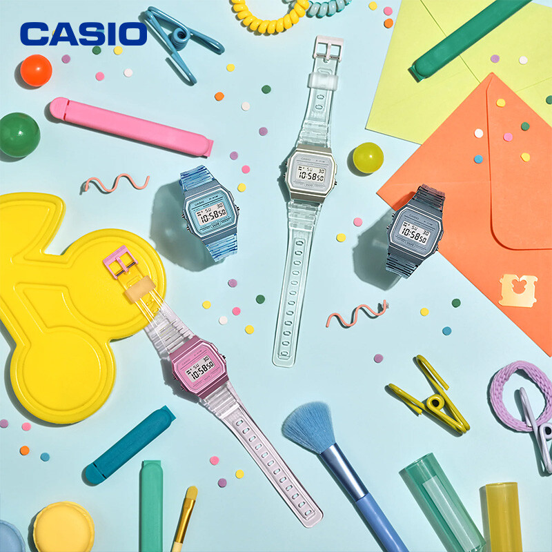 【新品】CASIO卡西欧 简约中性学生时尚运动复古小方块手表 F-91WS-7DF