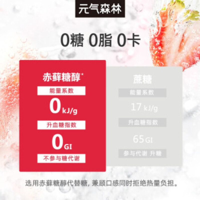 元氣森林 冬限定版冬日草莓味0糖0脂0卡飲料蘇打氣泡水480ml*15瓶 整箱