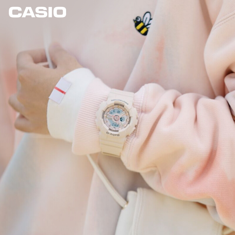 卡西欧（CASIO）手表  BABY-G系列【情人节礼物】 淡雅裸粉色系 防水运动女士手表 学生手表 BA-110CP-4A