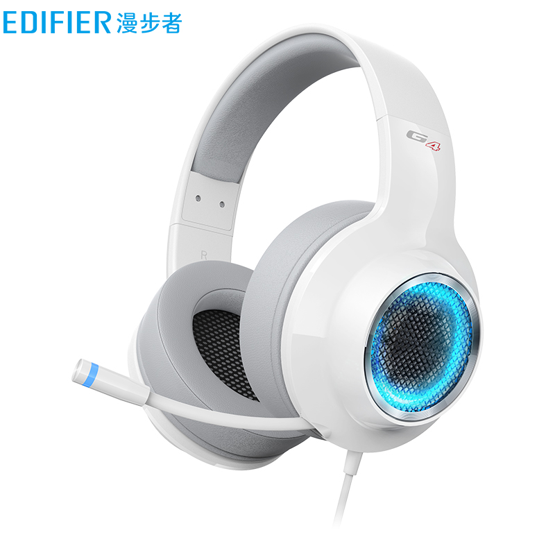 漫步者（EDIFIER）HECATE G4 USB7.1声道 头戴式 带线控 电脑耳麦 电竞游戏耳机 绝地求生耳机 吃鸡耳机 白色