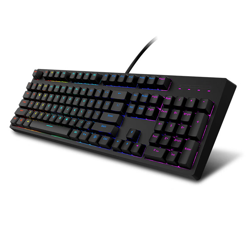 雷柏（Rapoo） V808RGB 机械键盘 有线键盘 游戏键盘 104键RGB背光键盘 原厂Cherry轴 黑色 樱桃红轴
