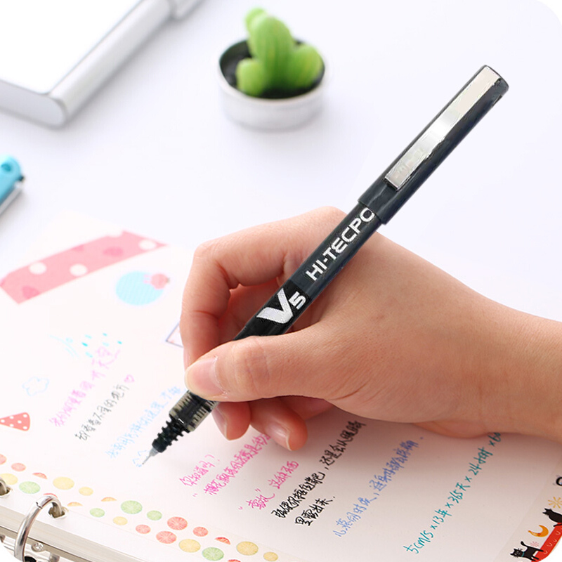 日本百乐（PILOT）BX-V5 直液式走珠笔中性笔 0.5mm针管水笔签字笔 彩色学生考试笔 黑色