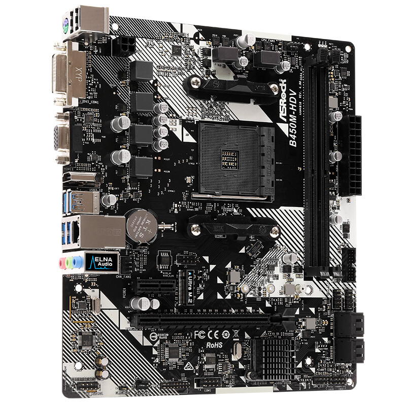 華擎（ASRock）B450M-HDV R4.0主板 支持CPU 3600X/3600（AMD B450/AM4 Socket）