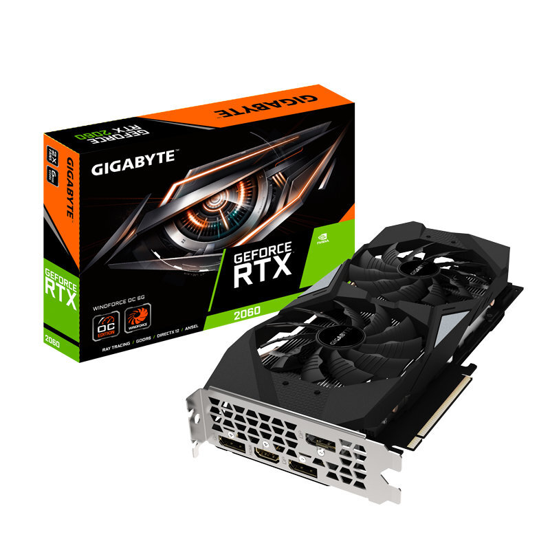 技嘉(GIGABYTE)GeForce RTX 2060 OC 6G 14000MHz 192bit GDDR6电竞游戏显卡