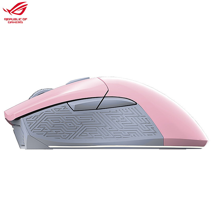ROG战刃竞技版樱花粉 游戏鼠标 有线鼠标 RGB背光 可换微动 女生鼠标 12000DPI 粉色