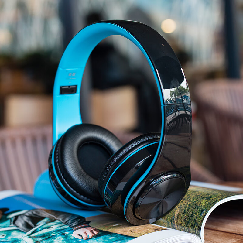 奇联 B3耳机头戴式无线蓝牙重低音运动降噪游戏耳麦手机电脑通用 黑蓝色|质保一年|内置麦克风|