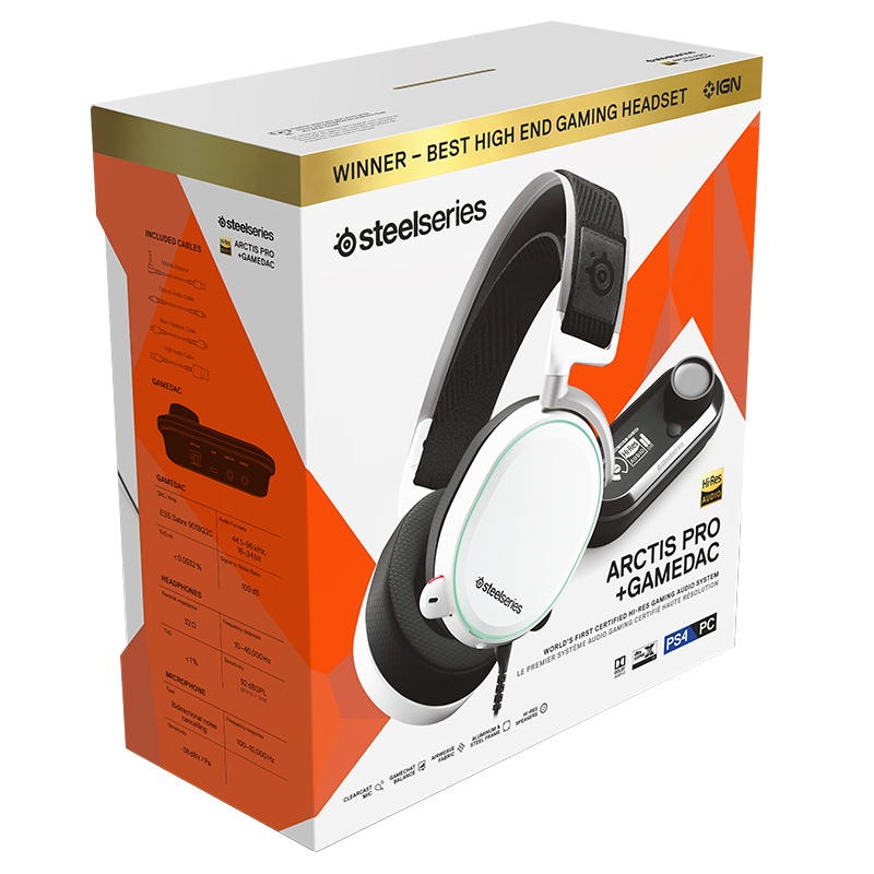 赛睿 (SteelSeries) Arctis 寒冰Pro+GameDAC 白色 HI-RES音频认证 超高响应频率 RGB幻彩版 游戏耳机