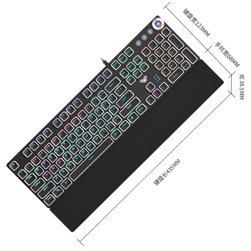狼蛛（AULA）F2088 机械键盘 有线键盘 游戏键盘 104键背光混光 赛博朋克 电脑键盘 笔记本键盘 黑色 茶轴