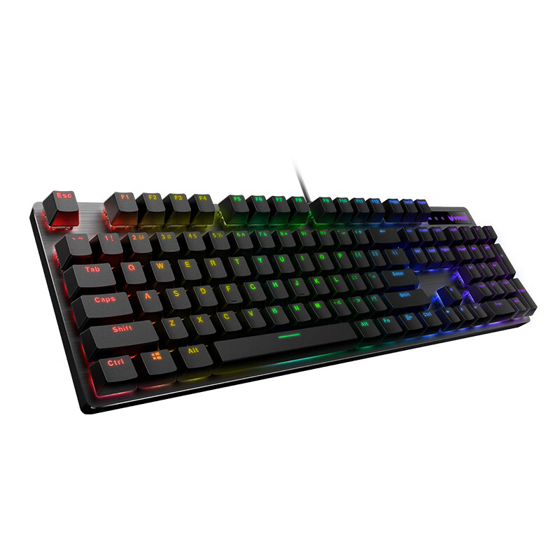 雷柏（Rapoo） V500RGB 机械键盘 有线键盘 游戏键盘 104键RGB背光键盘 吃鸡键盘 电脑键盘 黑色 黑轴