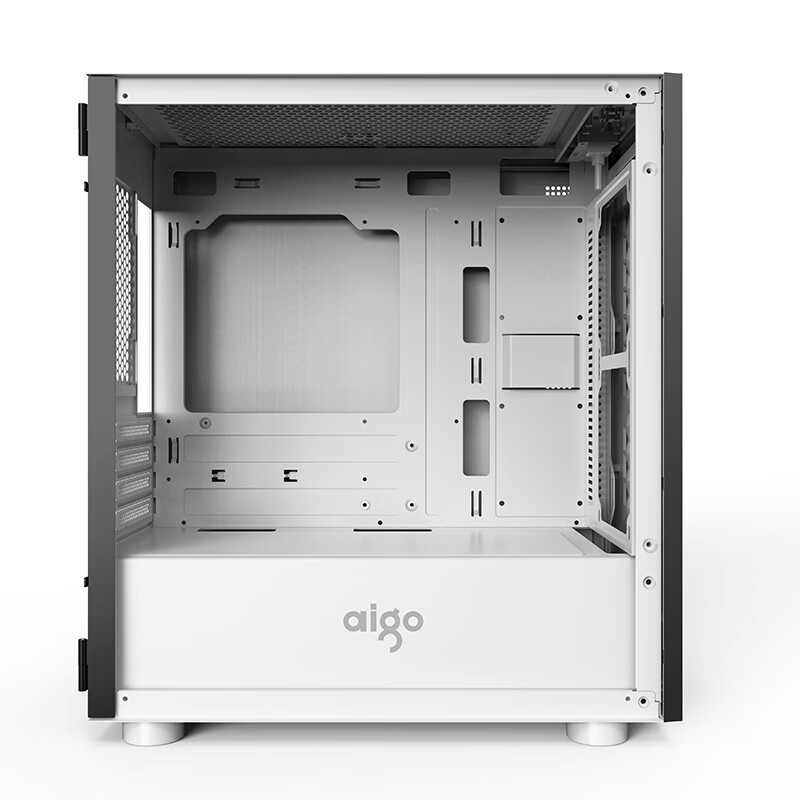 爱国者（aigo）YOGO M1白色 游戏药丸全侧透MINI电脑机箱（支持M-ATX主板/240水冷/侧开式钢化玻璃侧板）