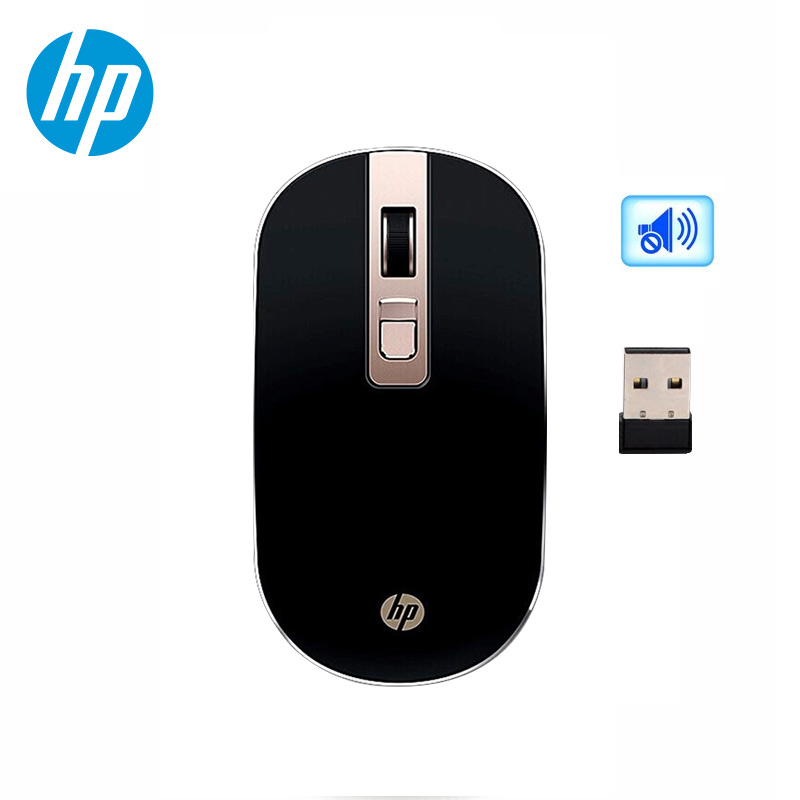 惠普（HP）无线金属鼠标s4000微声轻薄便携笔记本电脑 铝合金办公鼠标 黑金色