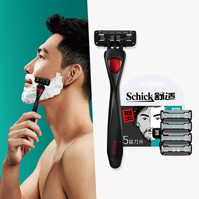 舒适（Schick） Schick5男士手动剃须刀刮胡刀胡须刀 5层刀片剃护一体 新年礼物送男友（1刀架+5刀头）